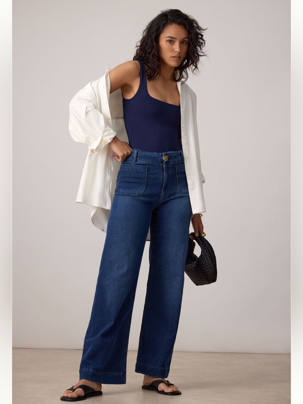 Maeve Full Length Colette Dark Wide-Leg High-Rise Jeans